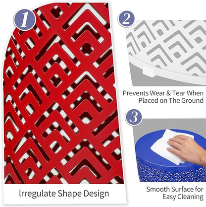 Outvita Outdoor Nesting Tables Set of 3, Heavy Duty Metal Frame Accent Modern End Table, Portable Side Table for Indoor, Outdoor, Living Room, Meander Pattern - Blue & White & Red