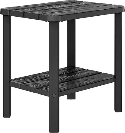 KAMABOKO Outdoor Side Table for Patio, 2-Tier Adirondack End Table 16" HDPE Waterproof Square Storage All-Weather Table for Lawn, Pullside, Beach and Indoor(Black)