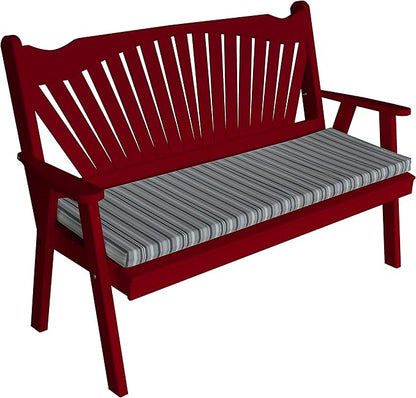 Furniture Barn USA Pine 6' Fanback Garden Bench, Tractor Red