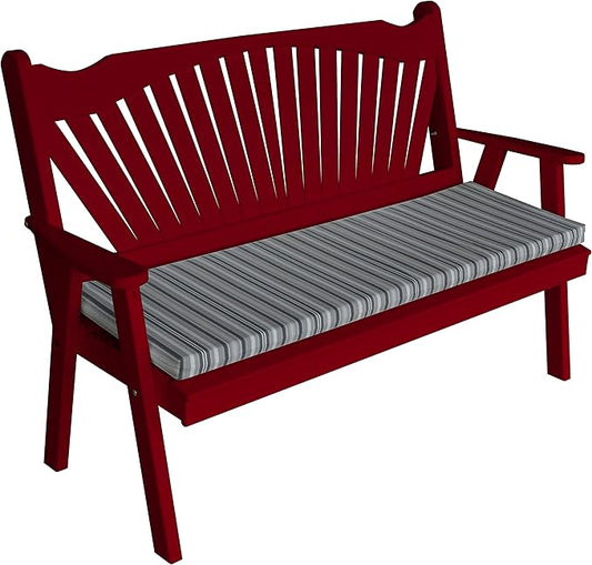 Furniture Barn USA Pine 4' Fanback Garden Bench, Tractor Red