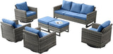 Rilyson Wicker Outdoor Patio Furniture Set - 7 Piece Patio Conversation Set with 4 Swivel Rocker Chairs - Photo 1