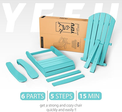 YEFU Adirondack Chair Plastic Weather Resistant, Patio Chairs 5 Steps Easy Installation, Looks Exactly Like Real Wood, Widely Used in Outdoor, Fire Pit, Deck, Outside, Garden, Campfire Chairs (Aruba)