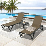 Domi Pool Lounge Chairs Set of 3, Aluminum Chaise Lounge Outdoor with Side Table - Photo 1