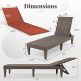HAPPYGRILL Outdoor Chaise Lounge Chair Rattan Recliner Lounger with Removable Cushion & 3-Level Adjustable Backrest - Photo 3