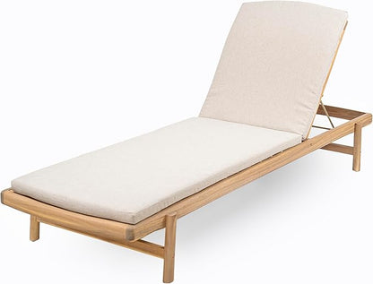 Christopher Knight Home Brolen Acacia Wood Chaise Lounge Chair Outdoor Set of 2, Patio Outdoor Chaise Lounge with Cushions, Adjustable Backrest Lounge Sofa, Wooden Sunbathing Pool Lounger, Teak+Beige