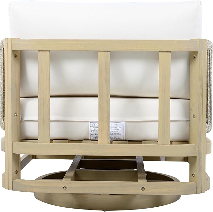 Christopher Knight Home Carlis Outdoor Acacia Wood Swivel Club Chair with Removable Cushion - Photo 10