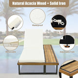 Outdoor Chaise Lounge Chair with 5-Position Adjustable Backrest, Reclining with Cushion - Photo 5