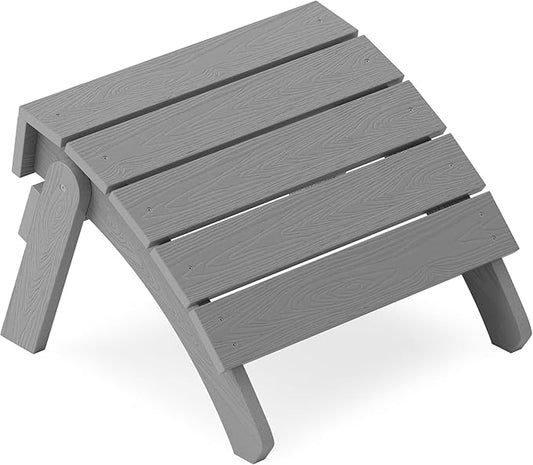 YEFU Adirondack Ottoman, Patio Foot Rest, Adirondack Foot Rest, Folding Adirondack Footstool, Weather Resistant for Adirondack Chair, Widely Used for Outdoor, Porch, Backyard, Garden, Fire Pits-Grey