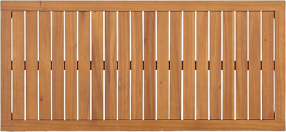 Merax 47.24" Outdoor Patio Coffee Table, Solid Acacia Wood Slatted Design with Teak Finish, Natural Minimalist Garden Side Table
