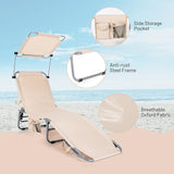 Giantex Outdoor Folding Chaise Lounge, Portable Tanning Chair with 5 Adjustable Positions, 360°Rotatable Canopy Shade - Photo 9