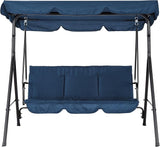 Porch Swing Chair with Adjustable Canopy for Adults 3-Seat Patio Glider Bench with Thick Cushions Steel Frame Outdoor - Photo 8