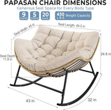SWITTE Oversized Rocking Papasan Chair, Outdoor Wicker Egg Rocker with Thick Cushion - Photo 2