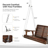 VINGLI XL Size Patio Wooden Porch Swing Outdoor with Cup Holders & Phone Slots - Photo 3