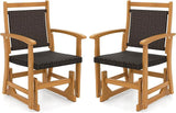 HAPPYGRILL Outdoor Glider Chair Set, Acacia Wood Porch Glider with Rattan Seat and Backrest - Photo 1
