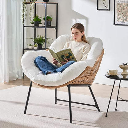ONBRILL Outdoor Egg Chair, Indoor Lounge Chair for Patio, Bedroom, Living Room, Porch - Beige