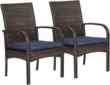 Outdoor Wicker Patio Dining Chairs with Padded Cushions Set of 2: Porch Rattan Chairs Club Chairs with High Back and - Photo 1