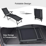 COSTWAY Folding Chaise Lounge, Lightweight & Breathable Fabric, Outdoor Tanning Recliner Chair for Deck, Beach (Black) - Photo 8