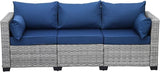 Rattaner Outdoor Furniture Outdoor Couch Grey Wicker Patio Furniture 3-seat Sofa Deep Seat Hight Backrest with - Photo 8