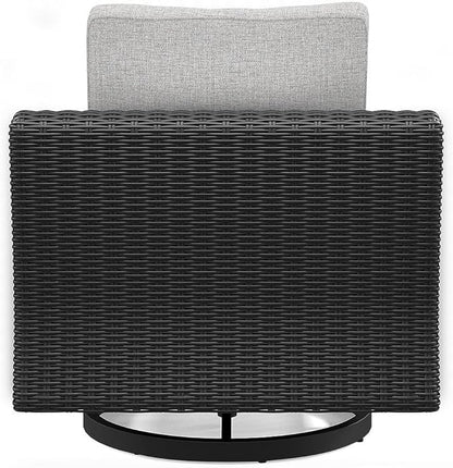 Signature Design by Ashley Beachcroft Casual Outdoor Weather Resistant Rust Free Swivel Lounge Chair with Removable Cushion, Light Gray & Black