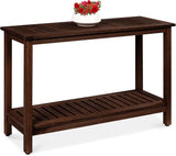 Best Choice Products 48in 2-Shelf Eucalyptus Wooden Console Table Indoor Outdoor Multifunctional Buffet Bar Storage - Photo 1