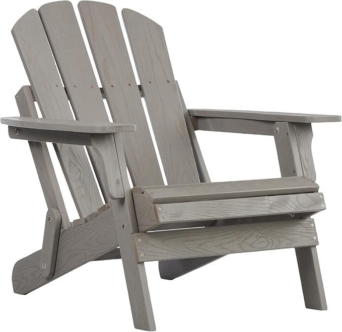 Oversize Folding Adirondack Patio Chair with Pre-Assembled Backrest and SeatBoard for Outdoor Relaxation in Garden Backyard Porch Pool Deck Firepit Areas