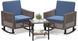 YITAHOME 3 Pieces Patio Wicker Rocking Chair Set, Outdoor Patio Furniture Set with Rattan Side Table, Thickened Cushions - Photo 1