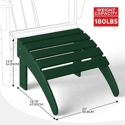 Costaelm Adirondack Chair Footrest Foldable Ottoman, Folding Ottoman Outdoor Foot Rest for Patio Waterproof, Adirondack Ottoman Outdoor, Dark Green