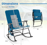 Goplus Oversized Folding Rocking Chair, Padded Patio Lounge Rocker w/Metal Frame, Armrests, Side Pocket - Photo 3