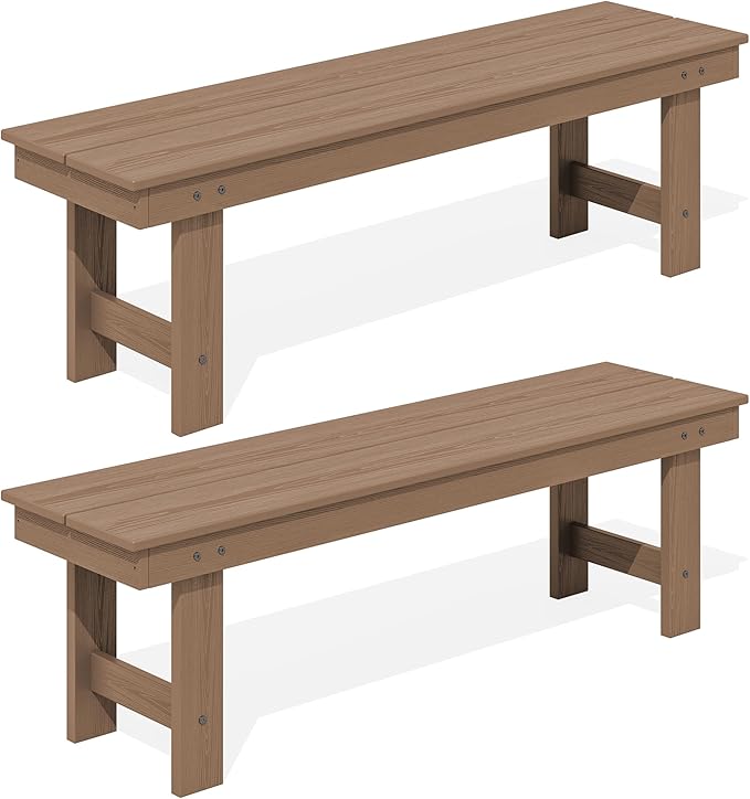 SERWALL 2-Person Outdoor Bench Backless, HDPE Outdoor Benches Weatherproof, 700 Lbs Weight Capacity - Photo 1