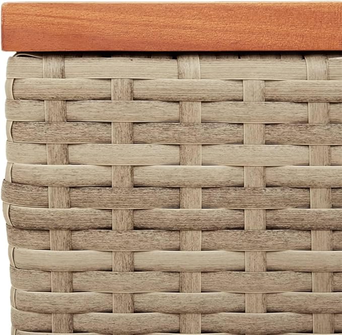 Set of 2 Outdoor Side Tables, Rectangular Patio End Table with Durable Synthetic Poly Rattan and Powder-Coated Steel - Photo 9