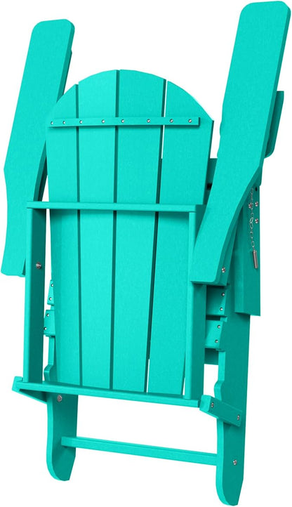 WestinTrends Malibu Folding Adjustable Adirondack Chair with Retractable Ottoman and Cup Holder (Set of 2), Turquoise