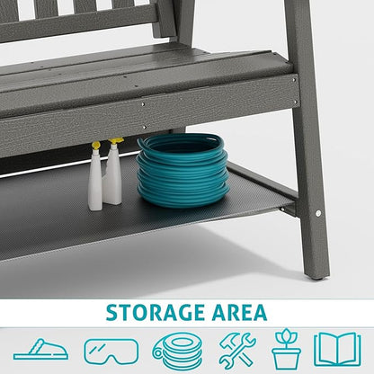 UEV Outdoor Bench, 2-Person Garden Bench, All Weather Fade/Rot Resistant Patio Bench with 660lbs Weight Capacity for Outdoors,Porch,Backyard(Grey)