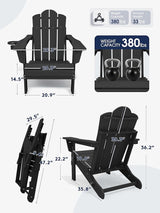 KINGYES Adjustable Folding Adirondack Chair Set of 4, 3-Position Reclining Adirondack Chairs with Cup Holder - Photo 3