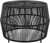Round Outdoor Coffee Table, 21.7" W x 15.8" H, PE Wicker Rattan, Black Finish, Metal Frame, Lightweight Coastal Style - Photo 5