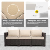 Valita Patio Furniture 3-seat Sofa Brown Wicker Outdoor Furniture Outdoor Couch Deep Seat High Backrest Waterproof - Photo 3