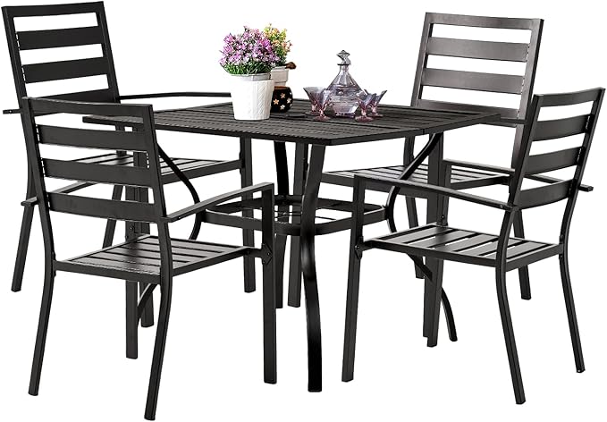 VINGLI 5-Piece Outdoor Dining Set, Metal Patio Dining Set for 4 - Photo 1