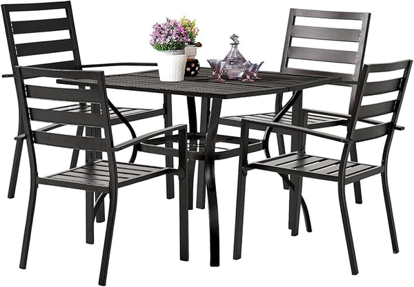 VINGLI 5-Piece Outdoor Dining Set, Metal Patio Dining Set for 4 - Photo 1