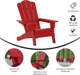 Flash Furniture Newport Adirondack Chair with Cup Holder, Weather Resistant Poly Resin Adirondack Chair, Red - Photo 4