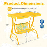 Costzon Kids Porch Swing, All-Weather Patio Swing Bench Hammock w/Adjustable Canopy & Safety Belts for 2 Children - Photo 6