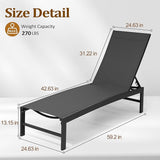 Patio Aluminum Chaise Lounge Chair, Set of 2 Outdoor Recliner Lounge Chair Sun Loungers - Photo 2