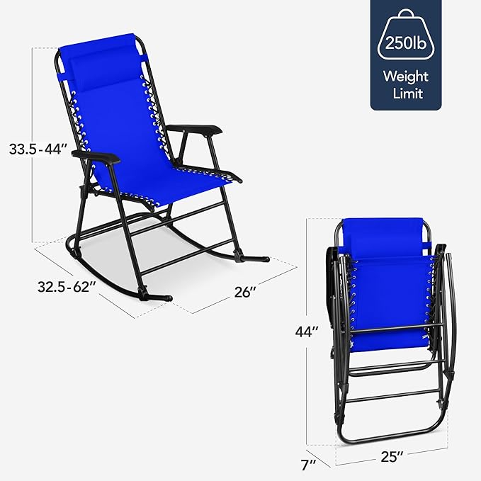 Best Choice Products Outdoor Folding Rocking Chair, Zero Gravity Lounge Chair - Photo 3