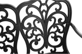 Patio Garden Bench Metal Park Cast Aluminum Outdoor Furniture with Floral Rose for Patio, Park, Lawn - Photo 5