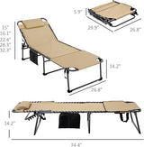 Folding Chaise Lounge Chair,5-Level Adjustable Reclining Back with Reading Face Hole, Outdoor Sun Tanning Chair for - Photo 3