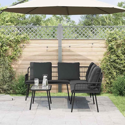 3-Seat L-Shape Outdoor Sofa, Gray PE Rattan Patio Couch with Bench Cushion, 90.9 x 68.1 inch Metal Frame, Modern Low-Profile Design for Garden, Deck, Balcony