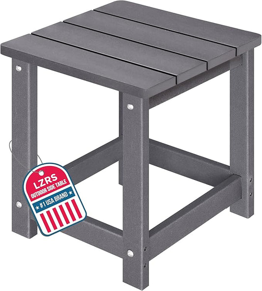 LZRS Adirondack Square Outdoor Side Table for Patio, Pool Composite Patio Table,HDPE End Tables for Backyard,Pool, Indoor Companion, Easy Maintenance & Weather Resistant(Grey)
