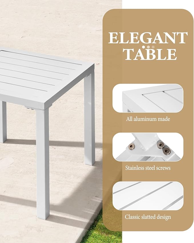 Crestlive Products Aluminum Outdoor Side Table Set of 2, Pool Lounge Chair Side Table - Photo 4