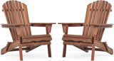 Wooden Folding Adirondack Chair Set of 2, Wood Lounge Patio Chair for Garden Outdoor - Photo 1