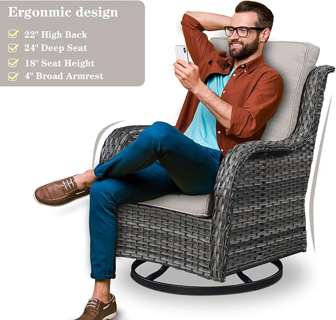 Belord Wicker Chairs 4 PC Outdoor Swivel Rocker Set, Patio Swivel Glider Chairs Set of 4 - Photo 4