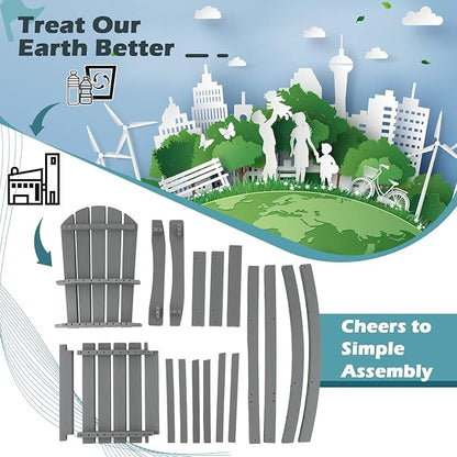 ORALNER Tall Adirondack Chairs, Outdoor High Back Balcony Chair, Weather Resistant HDPE Resin Plastic Bar Height Stools, 360 LBS Lifeguard Chair for Pool Patio Deck Backyard (1, Grey)