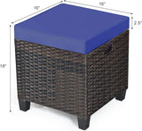 Tangkula 2 Pieces Outdoor Patio Ottoman, All Weather Rattan Wicker Ottoman Seat, Patio Rattan Furniture - Photo 3